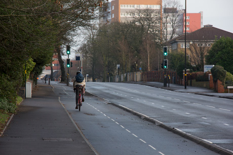 Birmingham cycle superhighway alongside the A38