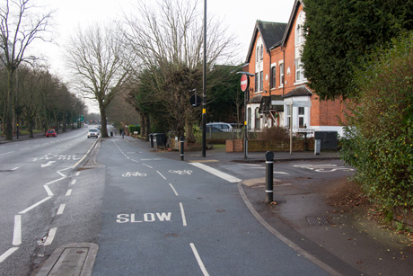 Birmingham cycle superhighway junction with Sir Harrys Road
