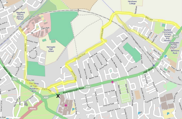 Map of routes from end of Slingsby Walk Map of routes from end of Slingsby Walk