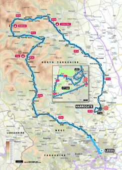 UCI 2019 Yorkshire Worlds elite men's road race route map