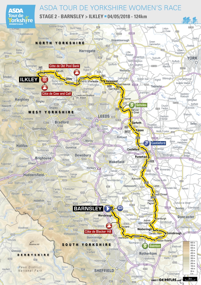 Map of women's Stage 2, Tour de Yorkshire 2018 Map of women's Stage 2, Tour de Yorkshire 2018