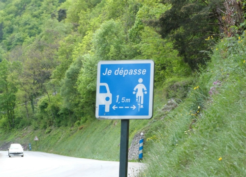 Bike overtaking sign, France