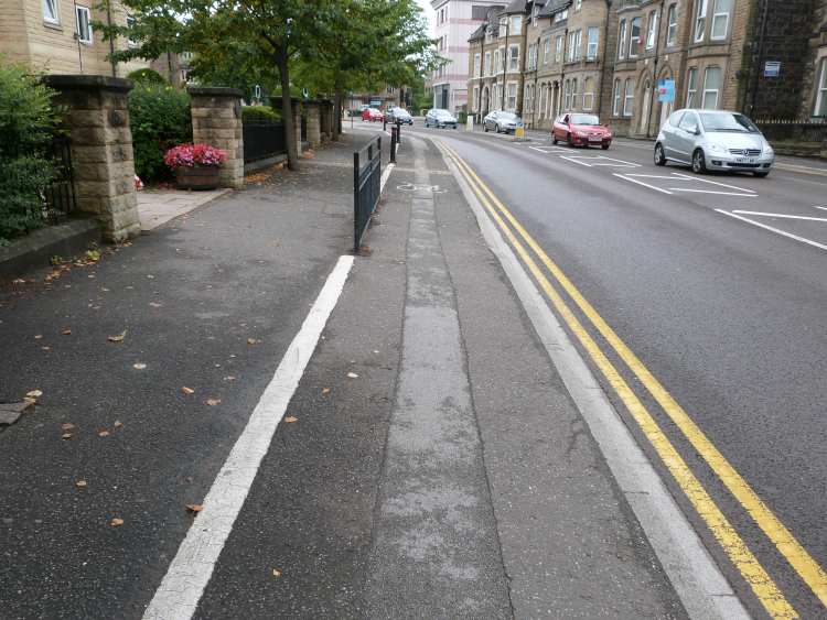 East Parade, Harrogate, cycle lane on pavement