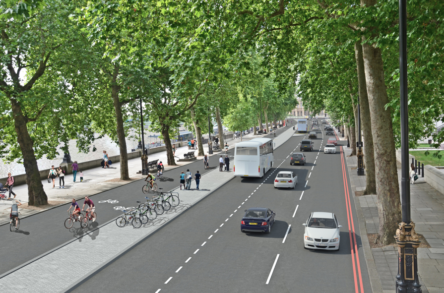 Proposed cycle superhighway on Victoria Embankment