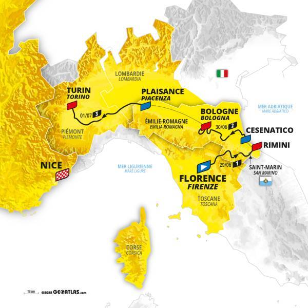 Map of the Tour de France Grand Départ 2024