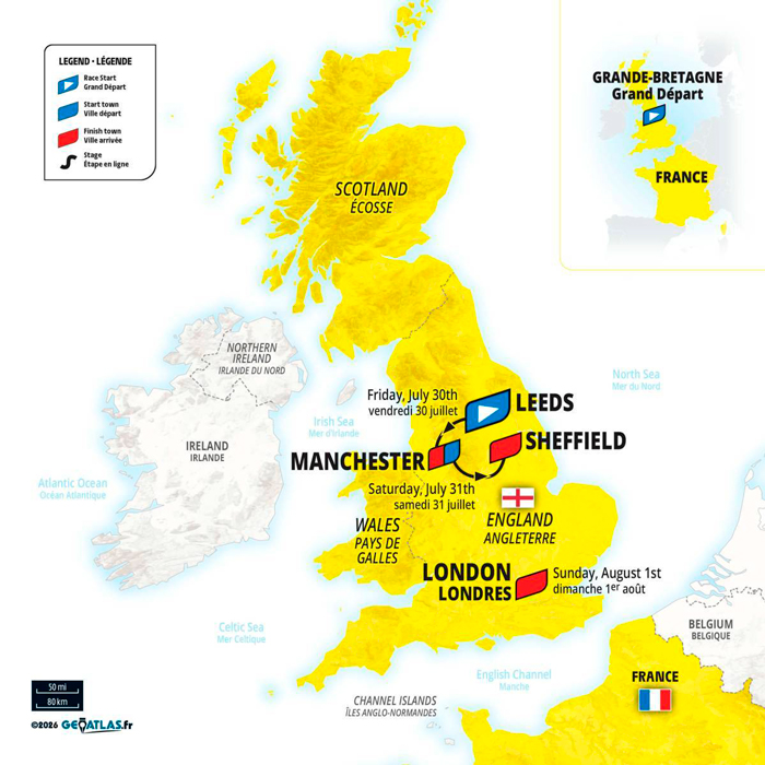 Route of the 2027 Grand Départ Femmes in the UK