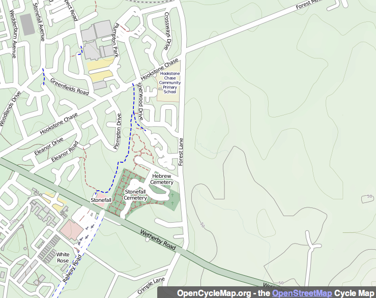 Map showing cycle route in Stonefall Park, Harrogate