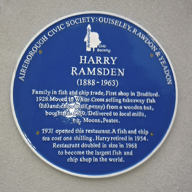 Harry Ramsden blue plaque, White Cross