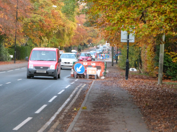 Works obstructing Hookstone Drive cycle lane