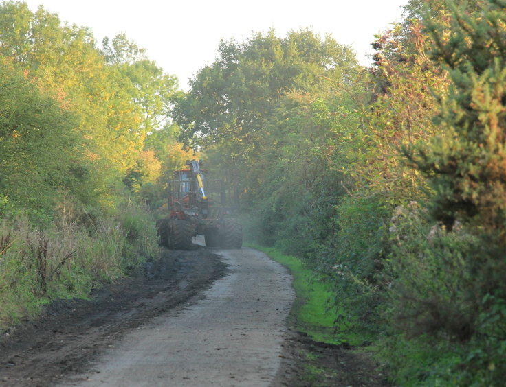 Jc Forestry tractor on the Nidderdale Greenway