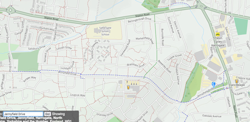 Map showing Jennyfield Drive Cycleway