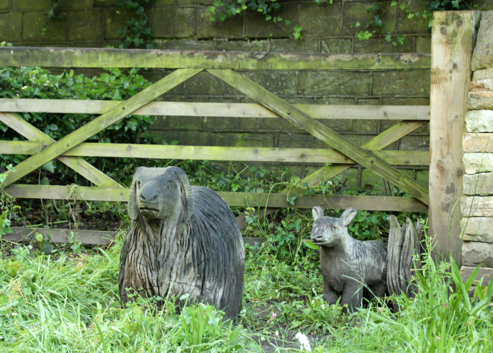 Swaledale sheep sculptures, Tour de France garden, Knaresborough