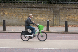 Lime bike rider in London