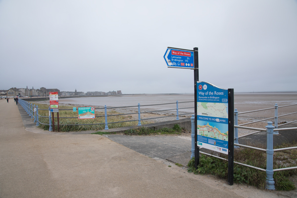 Way of the Roses sign, Morecambe Promenade
