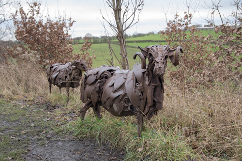 Metal sheep by the Spen Valley Greenway