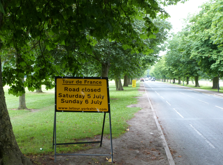 Tour de France road closure sign, Harrogate