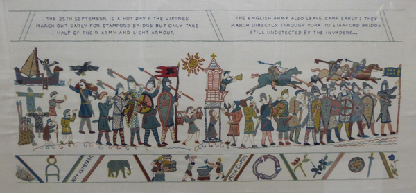 Stamford Bridge Tapestry, the two sides make their way to Stamford Bridge