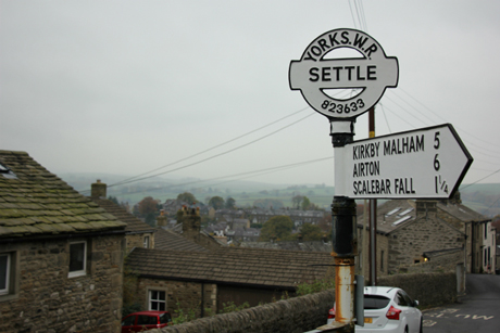 Signpost for Settle, North Yorkshire