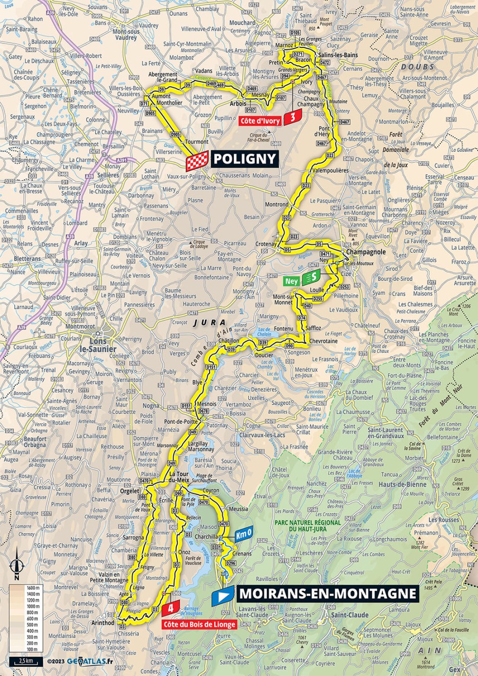 Map of Stage 19 Tour de France 2023