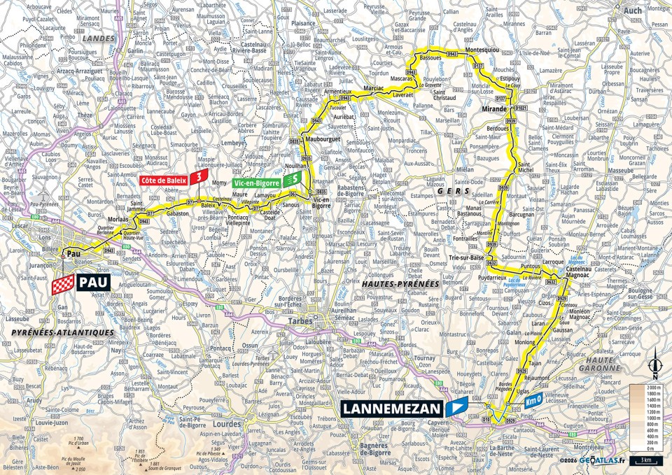 Map of Stage 5 TDF 2026