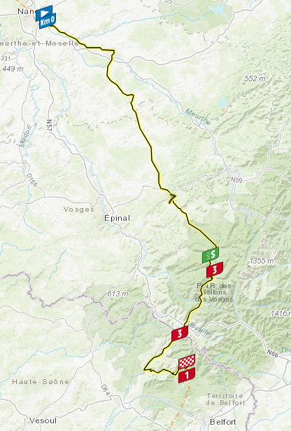 Map showing Stage 7, TDF 2022