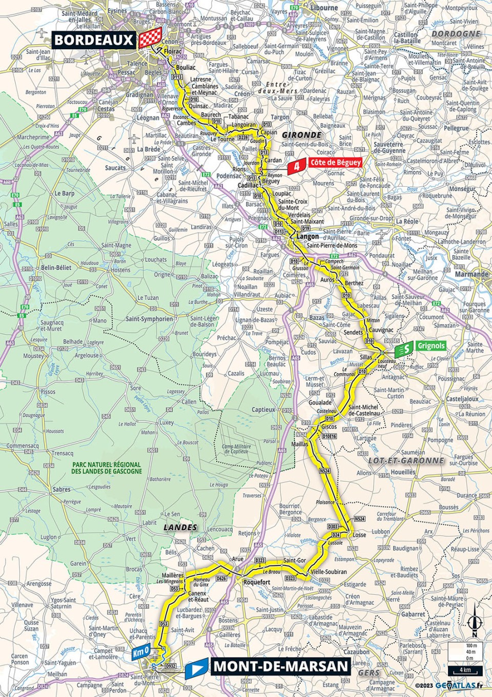 Map of Stage 7 Tour de France 2023