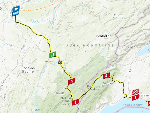 Map showing Stage 8, TDF 2022