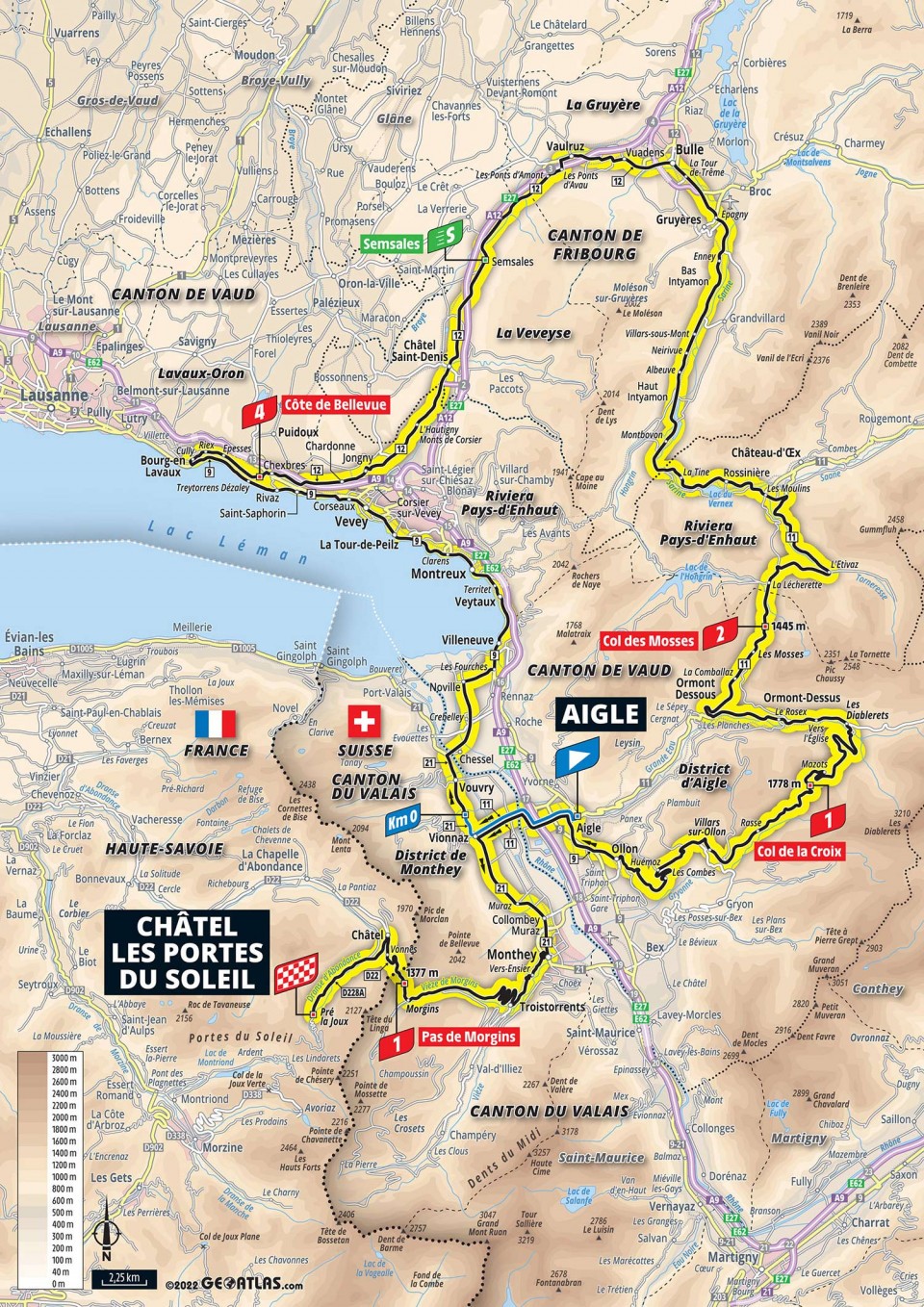 Map showing Stage 9, TDF 2022