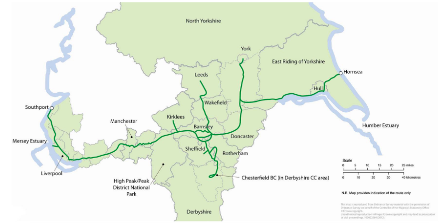 Trans Pennine Trail overview map