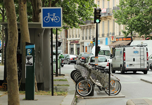 Docked Vélib bikes in Paris
