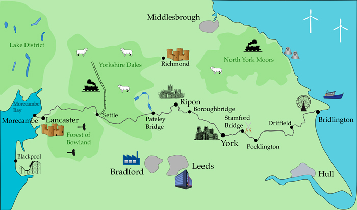 Graphic showing route of Way of the Roses