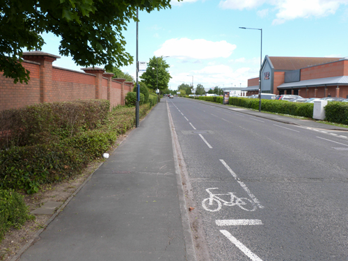 Murder-strip cycle lane on Stirling Road, Clifton Moor