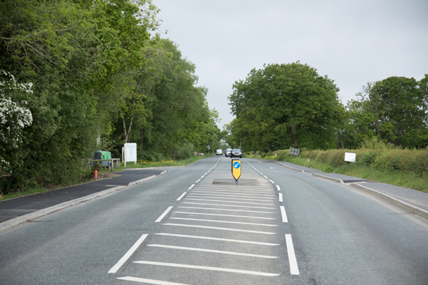 Widened road at Harlow Hill Grange