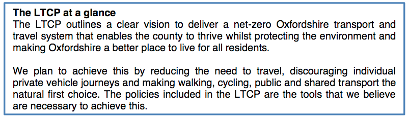 Oxfordshire CC's LTCP at a glance