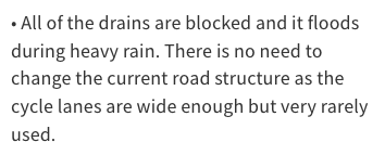 Comment about Oatlands Drive cycle lanes