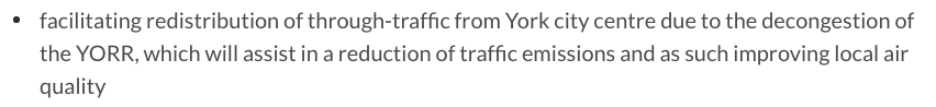 Remaining claim about 'reduction of traffic emissions' on CYC's YORR page