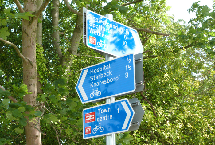 Cycle signage on Slingsby Walk