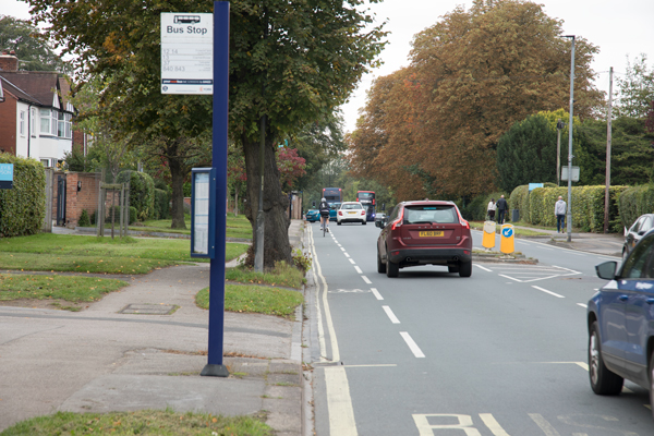 Narrow painted advisory cycle lane on Tadcaster Road
