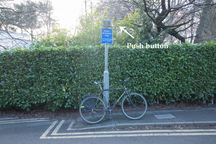 High horse push button at the top of Coach Road, Harrogate
