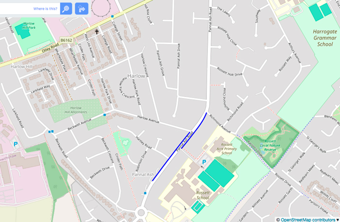 Proposed fragment of cycle track on Pannal Ash Road
