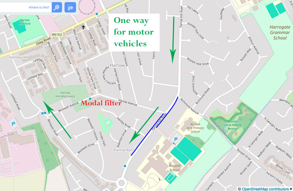 Suggested one way for motor vehicles on Pannal Ash Road and Beckwith Road