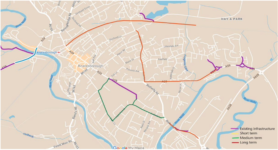 Cycling route priorities for Knaresborough