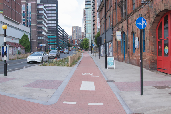 Cycle track on one side of West Bar Green at the West Bar roundabout