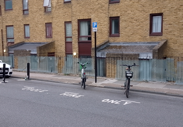 Designated parking area for hire bikes