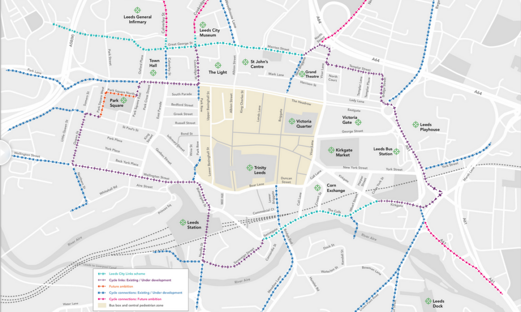 Map showing Leeds City Links