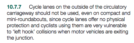 Para 10.7.7, LTN 1/20 Cycle Infrastructure Design